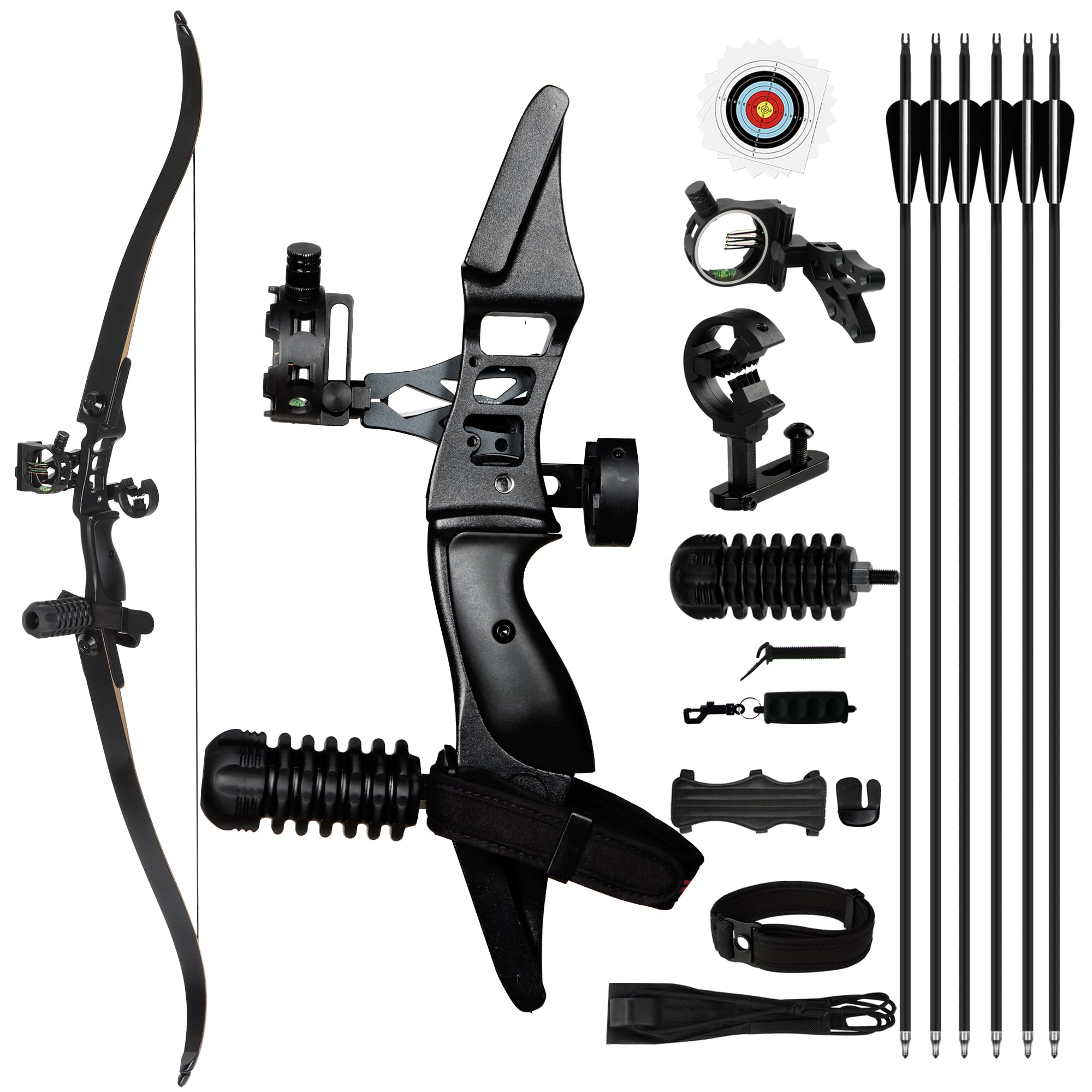 Ricurvo Arco Archi Takedown con Freccia Set 35 lb per Adulti Tiro Caccia Pratica Mano Destra