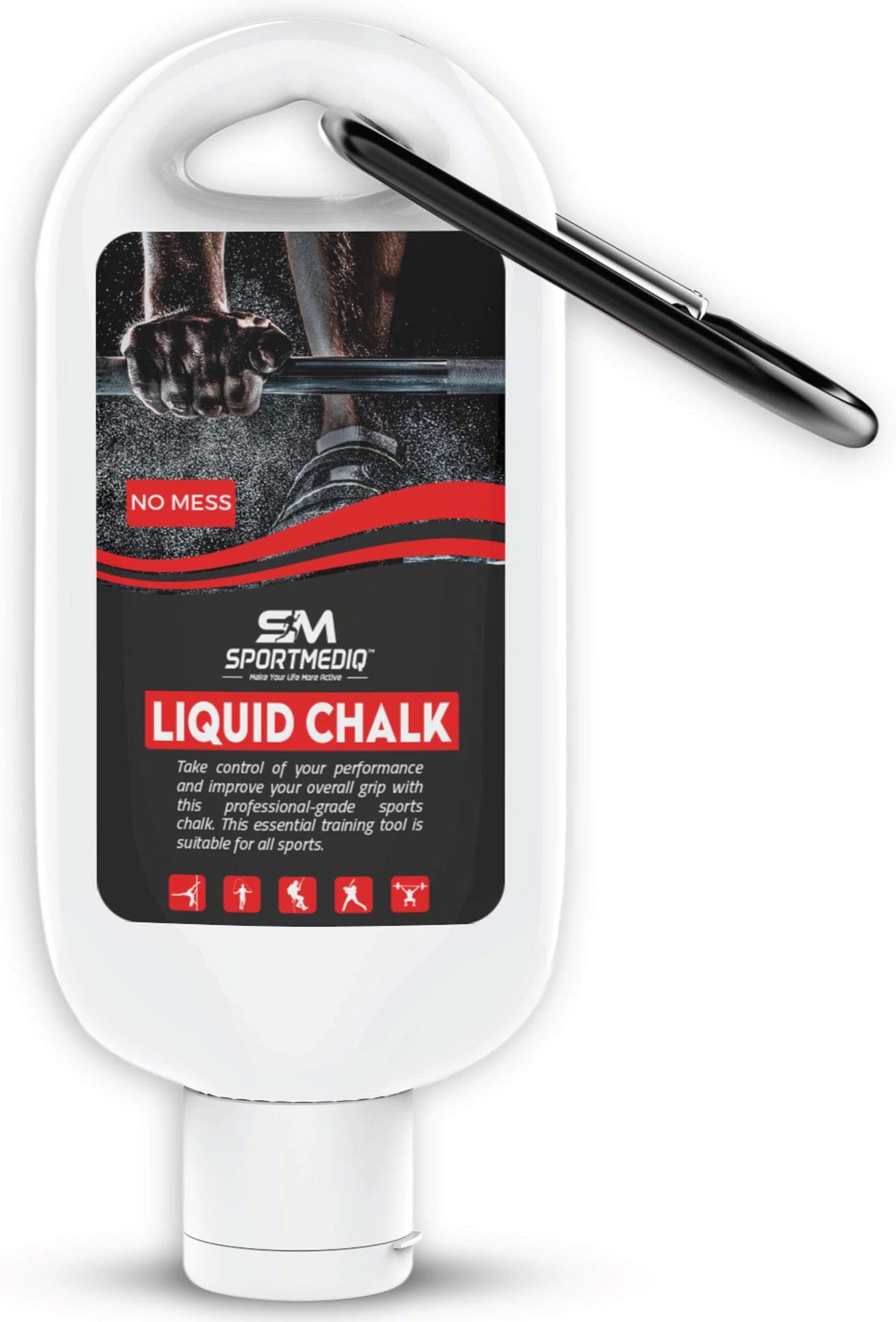 Pro Grade Liquid Chalk – 1 Pack - Mess Free Professional Hand Grip for Gym, Weightlifting, Rock Climbing, Gymnastics, Rock Climbing - Dries in Seconds - 1.69oz Travel Size with Belt Clip