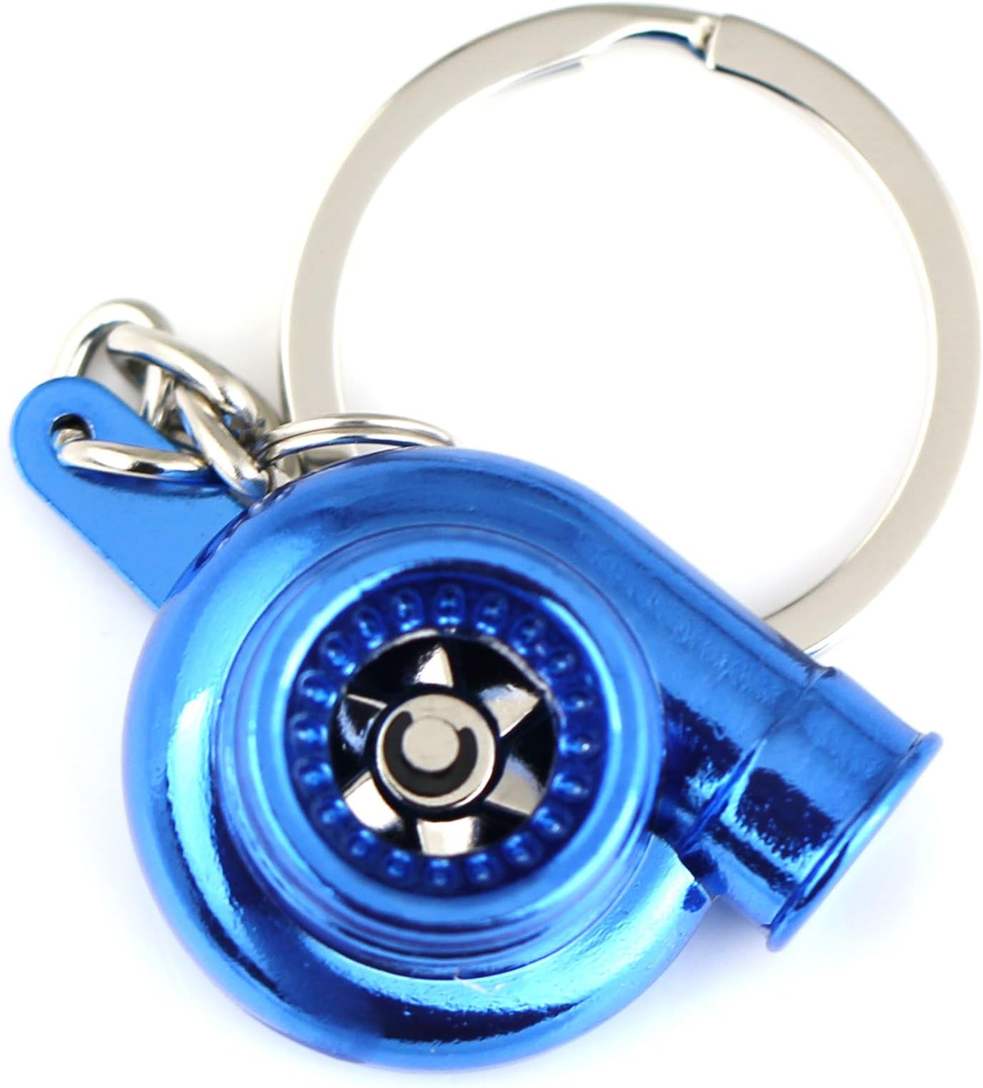 maycom® Creative Spinning New Turbo Turbocharger Keychain Key Chain Ring Keyring Keyfob (Anodized Blue)