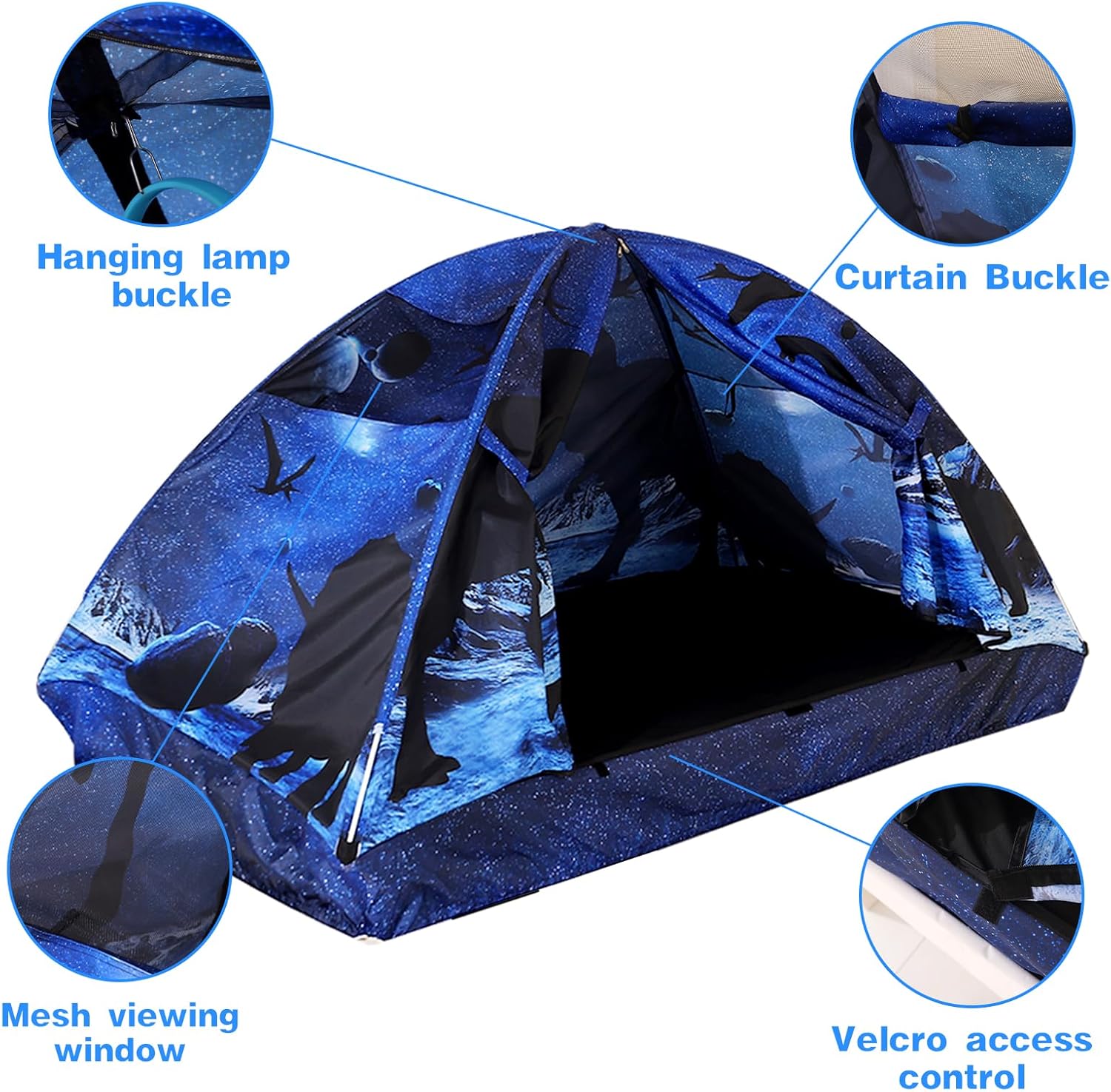 Kid Bed Tent -Twin Play Tent Baby Toddlers Dream Playhouse for Bedroom Decor Indoor Games Twin Size Bed Canopy by CRAWLBO(Dinosaurs)