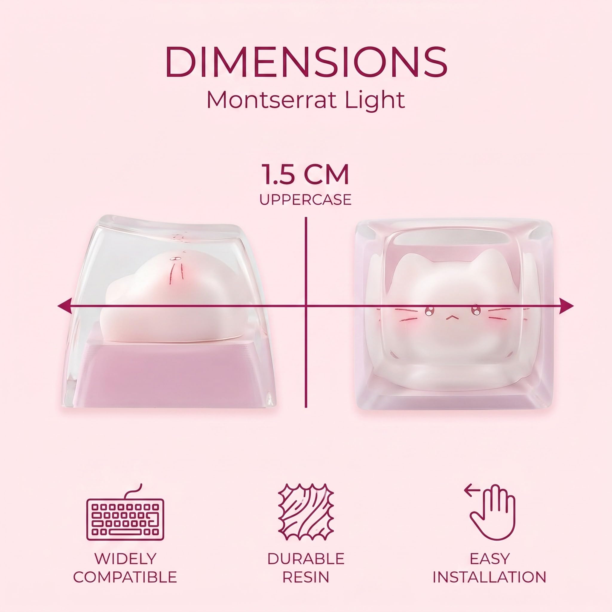 Keycaps Tasto Tastiera Meccanica Gatto Adorabile Resina Artigianale Per Tastiera Gaming