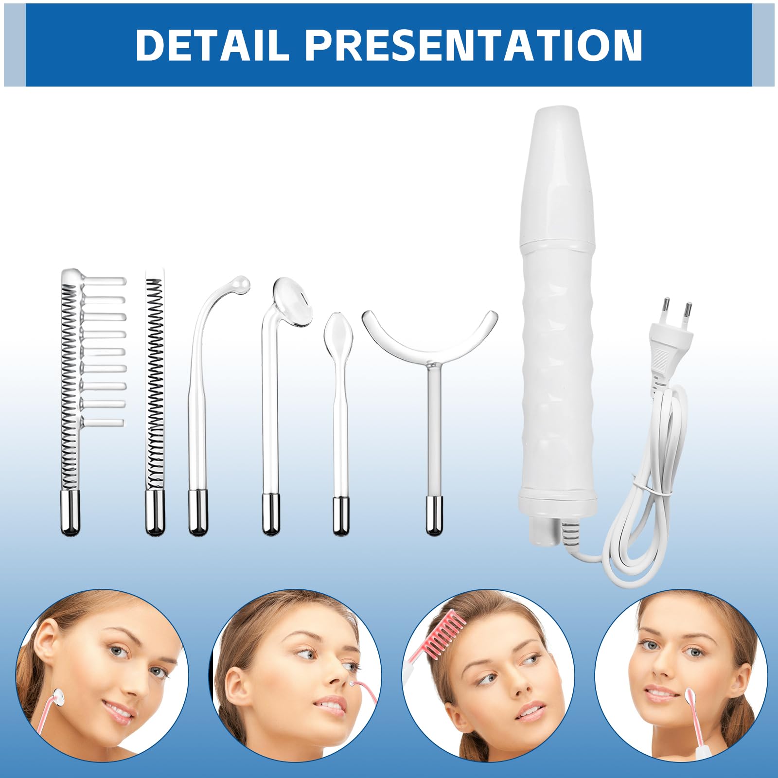 Varilla de alta frecuencia con 4 sondas, máquina facial de belleza, pared de alta frecuencia, dispositivo de radiofrecuencia facial, máquina facial de belleza, dispositivo de tratamiento del acné