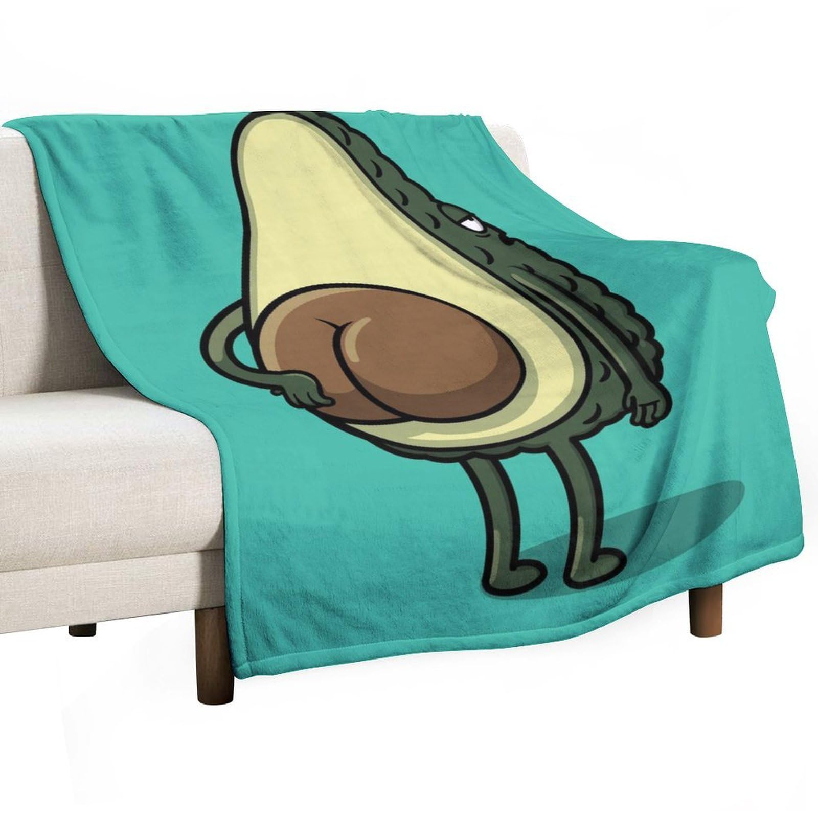 Hxwokrum Flannel Blanket, Cute Avocado Anime Throw Blanket for Couch Sofa Bed Office, Soft And Comfortable Without Pilling