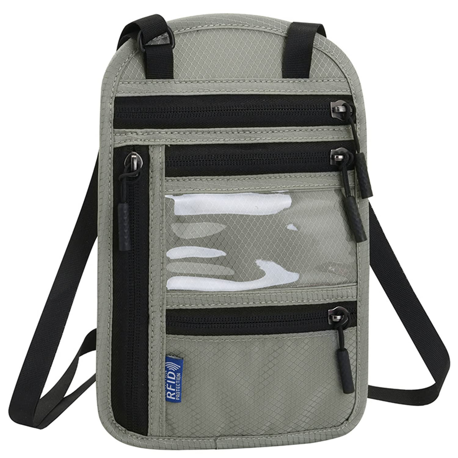 Porte-Passeport RFID En Cuir PU Gris - Multi-compartiments Pour Cartes, Billets, Cartes SIM - Fermeture Magnétique - Voyage