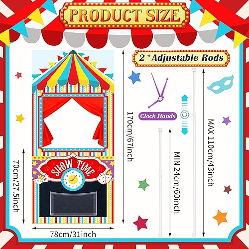 Miniatura 8 de Teatro de marionetas con 2 varillas ajustables que se adaptan a la mayoría de las puertas, 67 x 31 pulgadas, plegable, para colgar títeres para casa