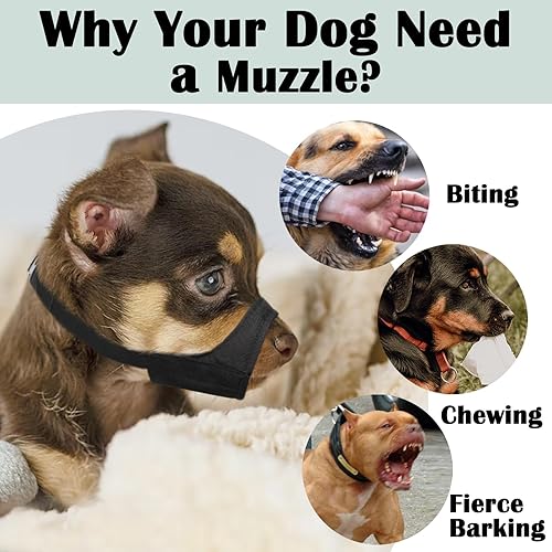 Miniatura 8 de Bozal corto para perro, bozal suave para perros pequeños, medianos y grandes, bozal para Chihuahua Shih Tzu American Bulldog Pitbull para aseo y