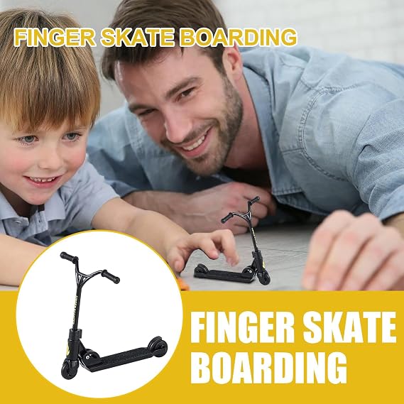 Toy Finger Scooter Foldable Fun Novelty Mini Skateboards | Small Stunt Scooter Mini Trick Stunt Party Favors Novelty Desk Sport Kids Activity Fun Portable Stress Relief Action Play