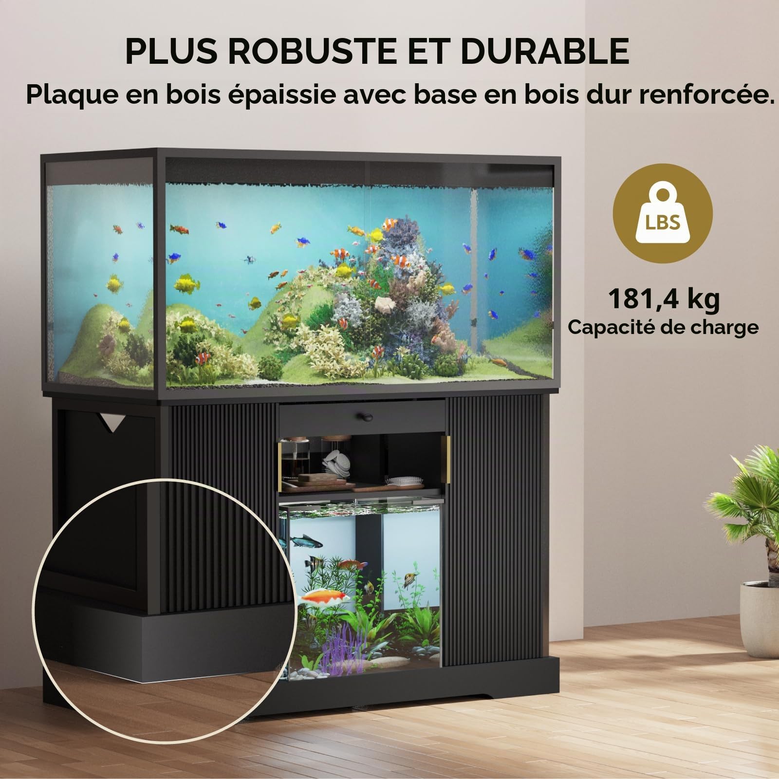 Support pour Terrarium Reptile, Support pour Aquarium avec Rangement, Meuble en Bois pour Terrarium, Armoire pour Aquarium à Reptiles, 120 x 60 x 80 cm
