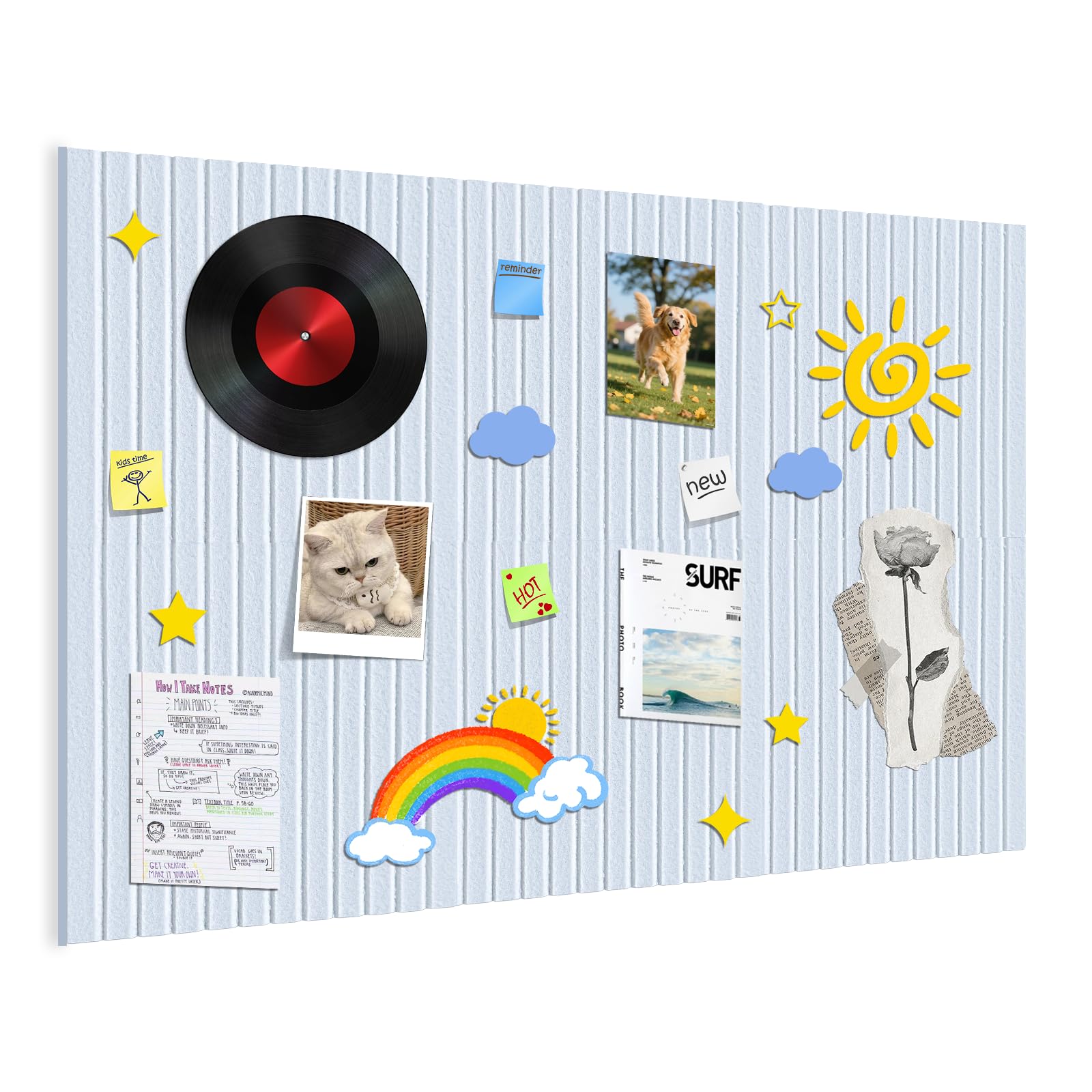 Felt Bulletin Board 80x50 cm, 0.9cm Thick Bulletin Board with Safe Removable Adhesive Tabs, Large Cork Display Board Alternative, Decorative Felt Pin Board for Home Office Living Room Store (White)