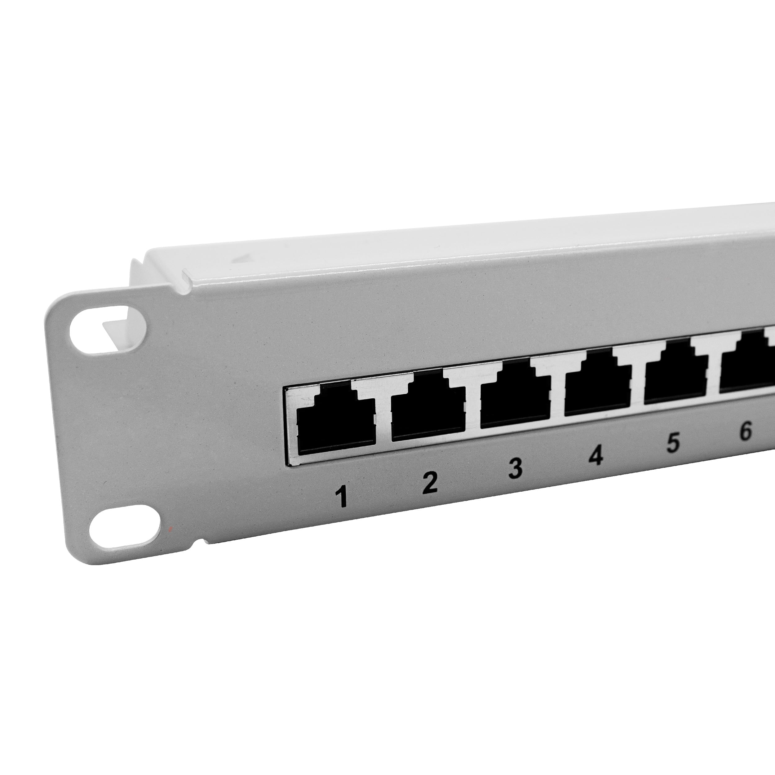 ProfiPatch Patchpanel Patchfeld Cat.6 19 Zoll 24-Port RJ45 geschirmt 1HE | Rackeinbau, grau