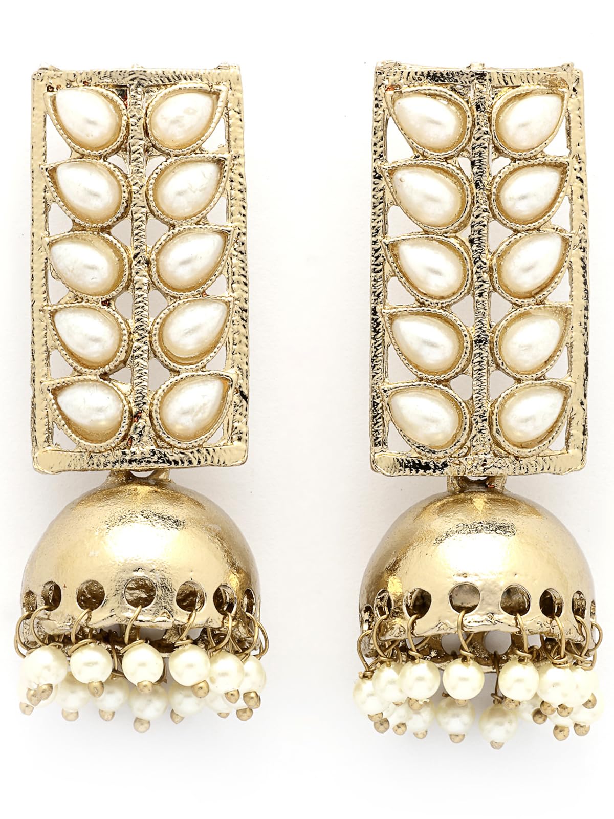 Elegant Traditional Gold Plated with Fancy Pearls Studded White Jhumka/Jhumki Earring Jewellery For Women & Girls|E107337-image-31