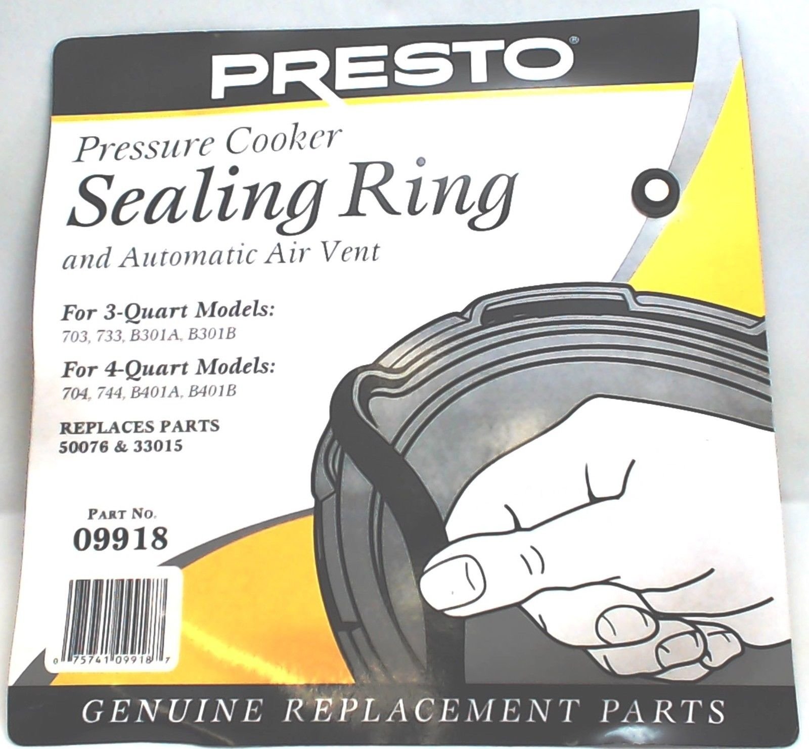 2 Pk, Presto Pressure Cooker Sealing Ring Gasket, 09918