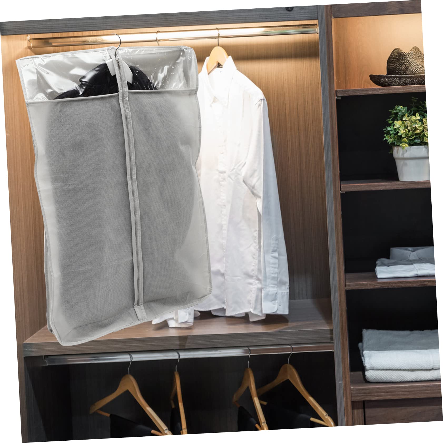 Borsa Porta Abiti con Cerniera 3 Pezzi Non Tessuto | Finestra in Pvc Trasparente, Traspirante e Riutilizzabile, per Guardaroba e Viaggio di Lavoro