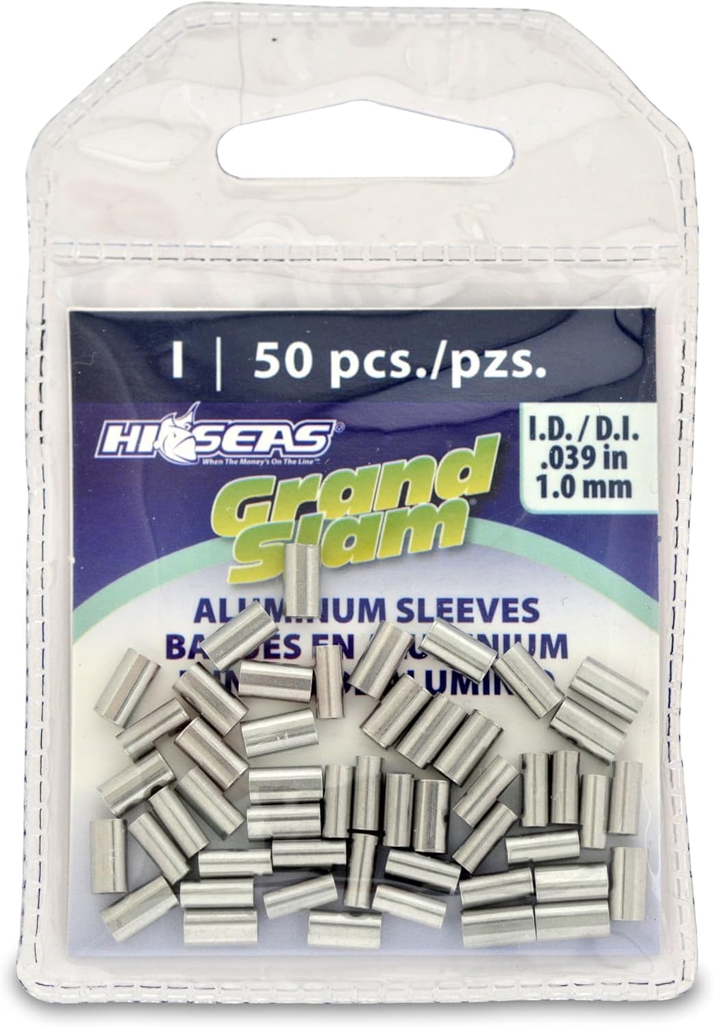 HI-SEAS Grand Slam Aluminum Fishing Line Crimp Sleeves - Retail Pack, Durable and Strong Crimps for Monofilament 40lb Test up to 600lb Test for Saltwater Fishing Leaders