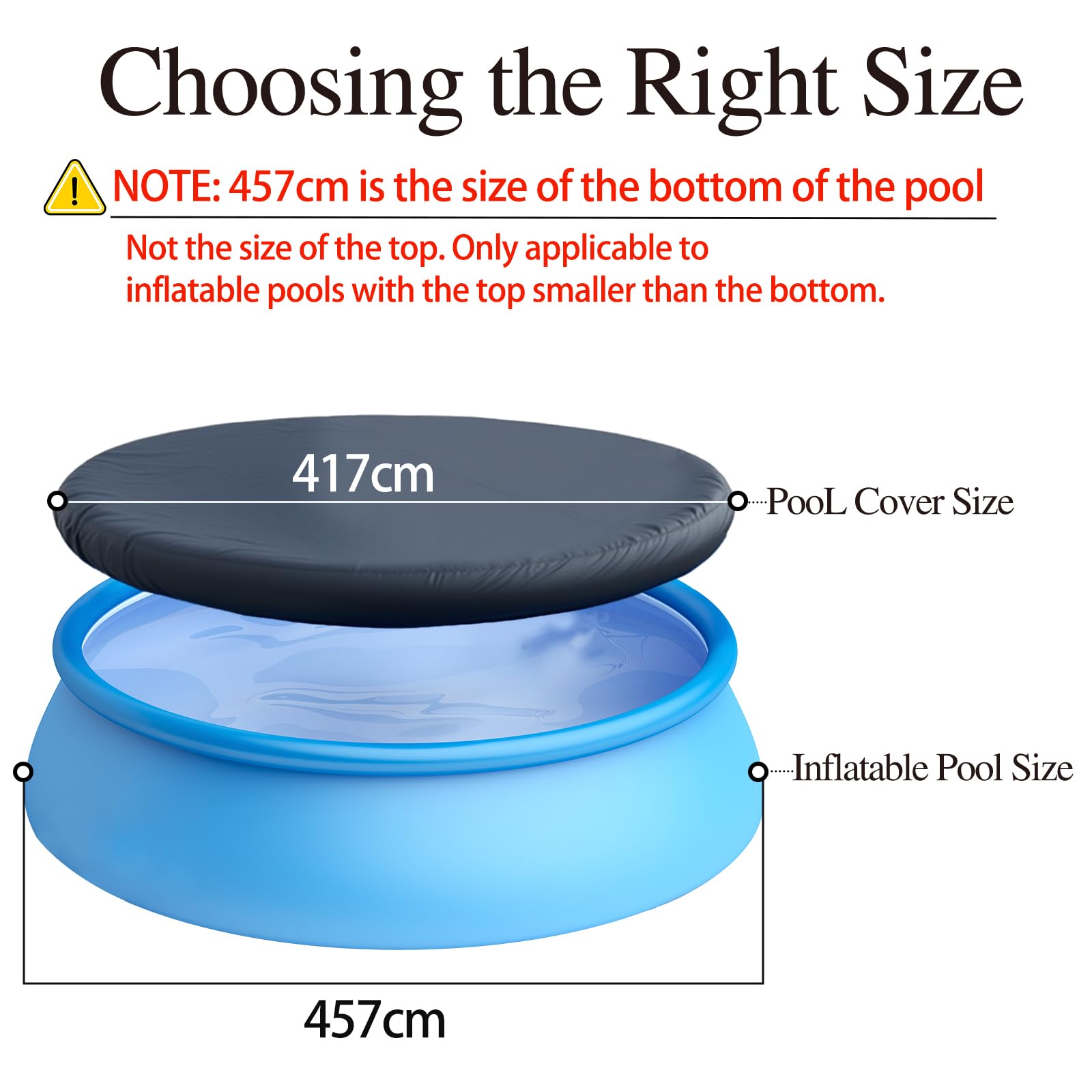 Cubierta de piscina redonda para piscinas hinchables de 457 cm, resistente al desgarro, tela Oxford, lona para piscina, redonda, resistente al viento, resistente a las hojas, resistente a los