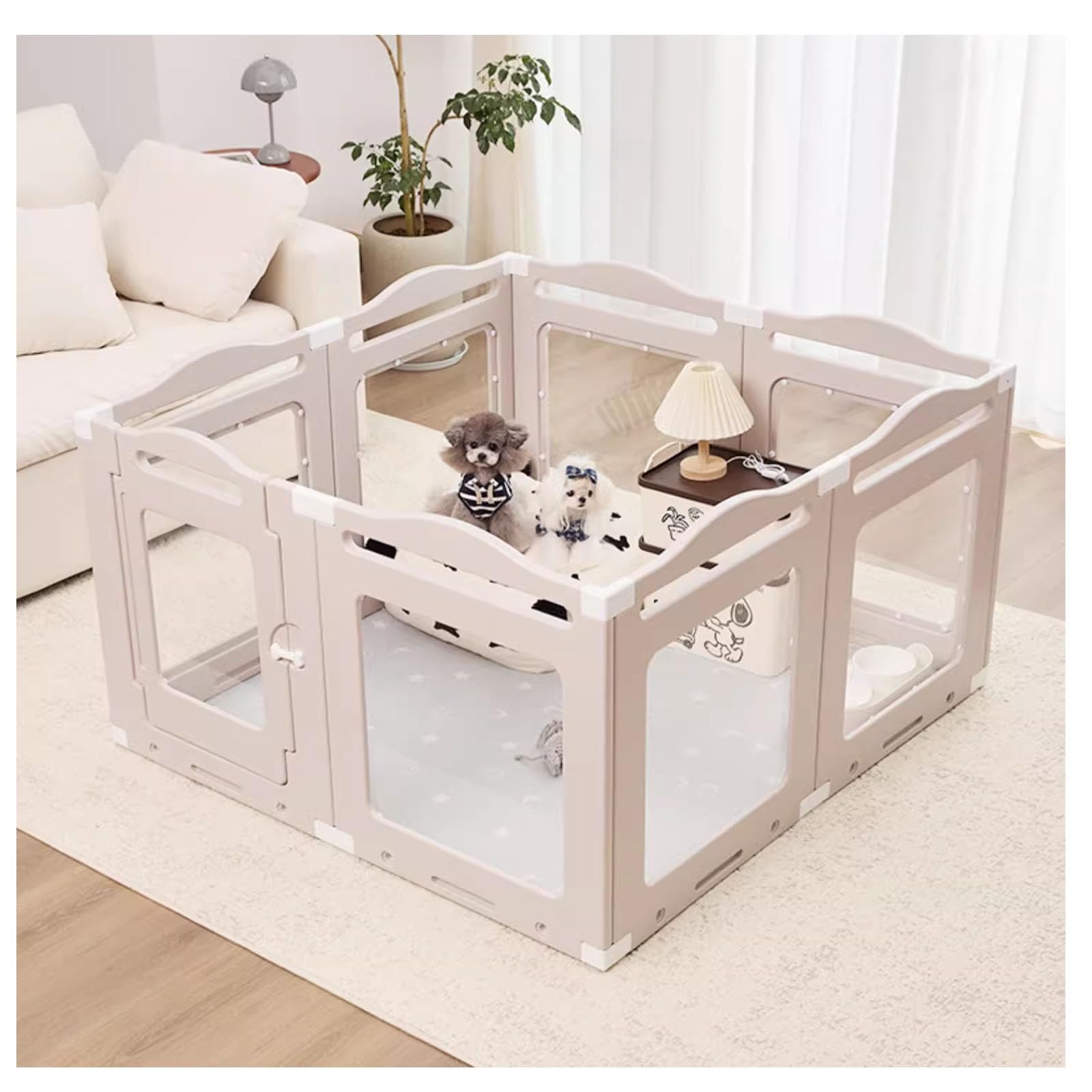 Recinto per Cani, recinto per Cani in plastica, recinto per Cani in Acrilico Trasparente, Box per Il Parto per Cuccioli, recinto Pieghevole per Cani con Porta di Passaggio, Robusto e Facile