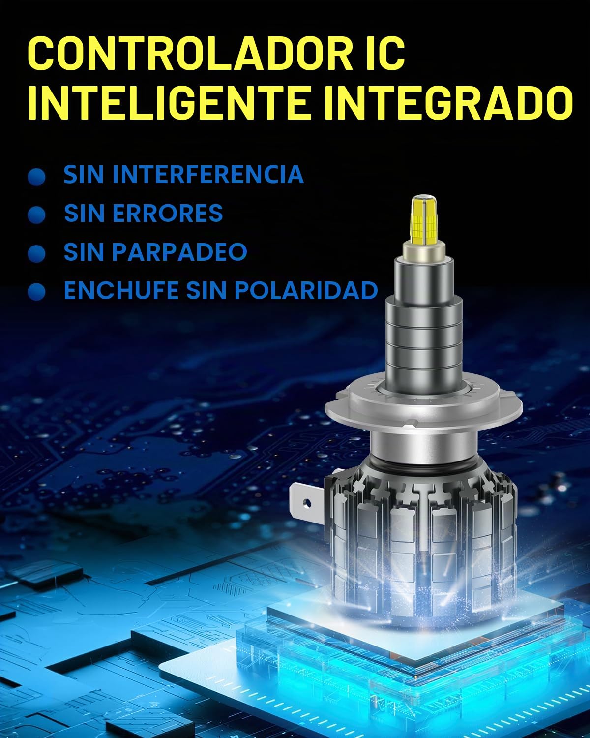 JOSHF Bombilla Led H7, 110W CSP 20000LM 6000K Lámpara de Faro para Coches-1Par 360° Spotlight-Bombillas Reemplazo de Halógena, Led H7