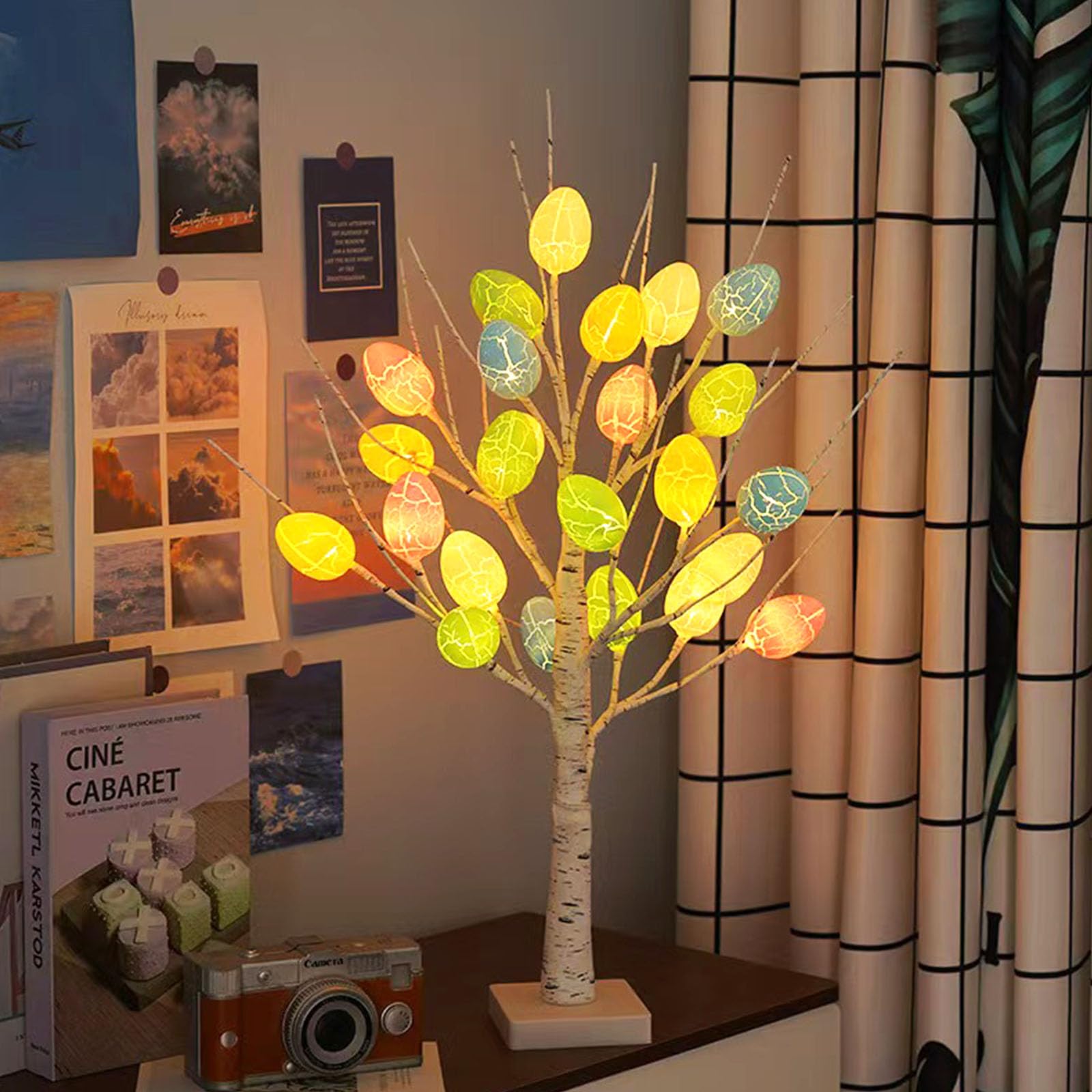 Creative Easter Egg Table Lamp LED Colored Birch Tree Lamp Battery Powered Ambient Light for Decoration in Children's Rooms Parties and Community Events 3.94"*23.62" — image 1