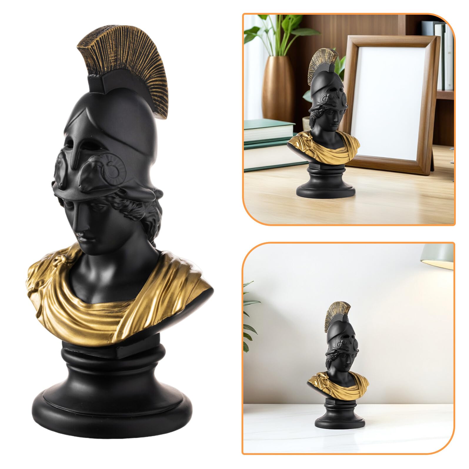Cabilock Portapenne in Resina a Forma di Guerriero Romano Organizer da Scrivania per Ufficio Contenitore per Penne e Cancelleria Design Scultura Decorativa Nera Accessorio Multifunzione