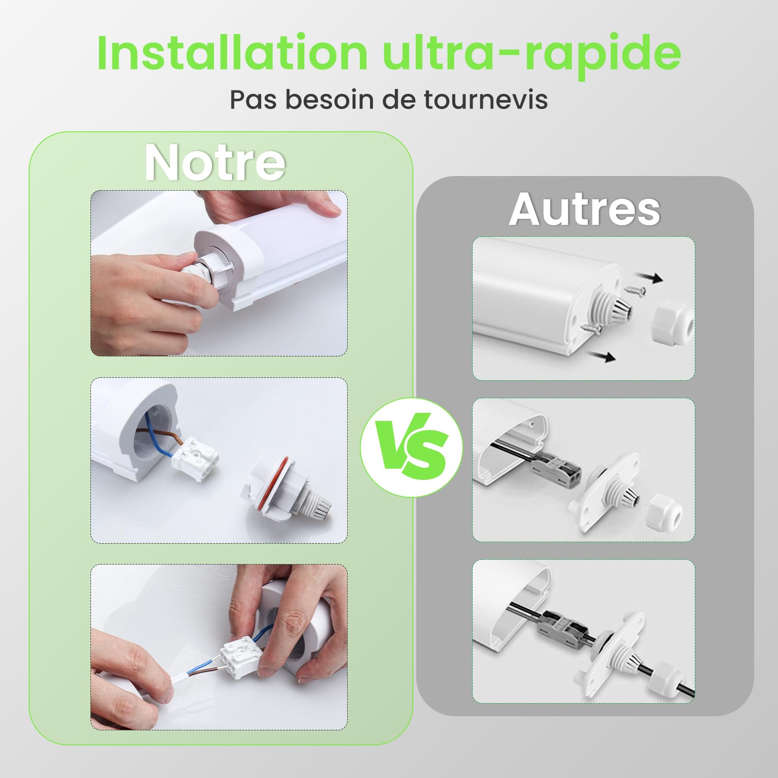 ALUSSO Lot de 2 Réglette LED 120 cm, 4000K IP65 Tubes pour bureau