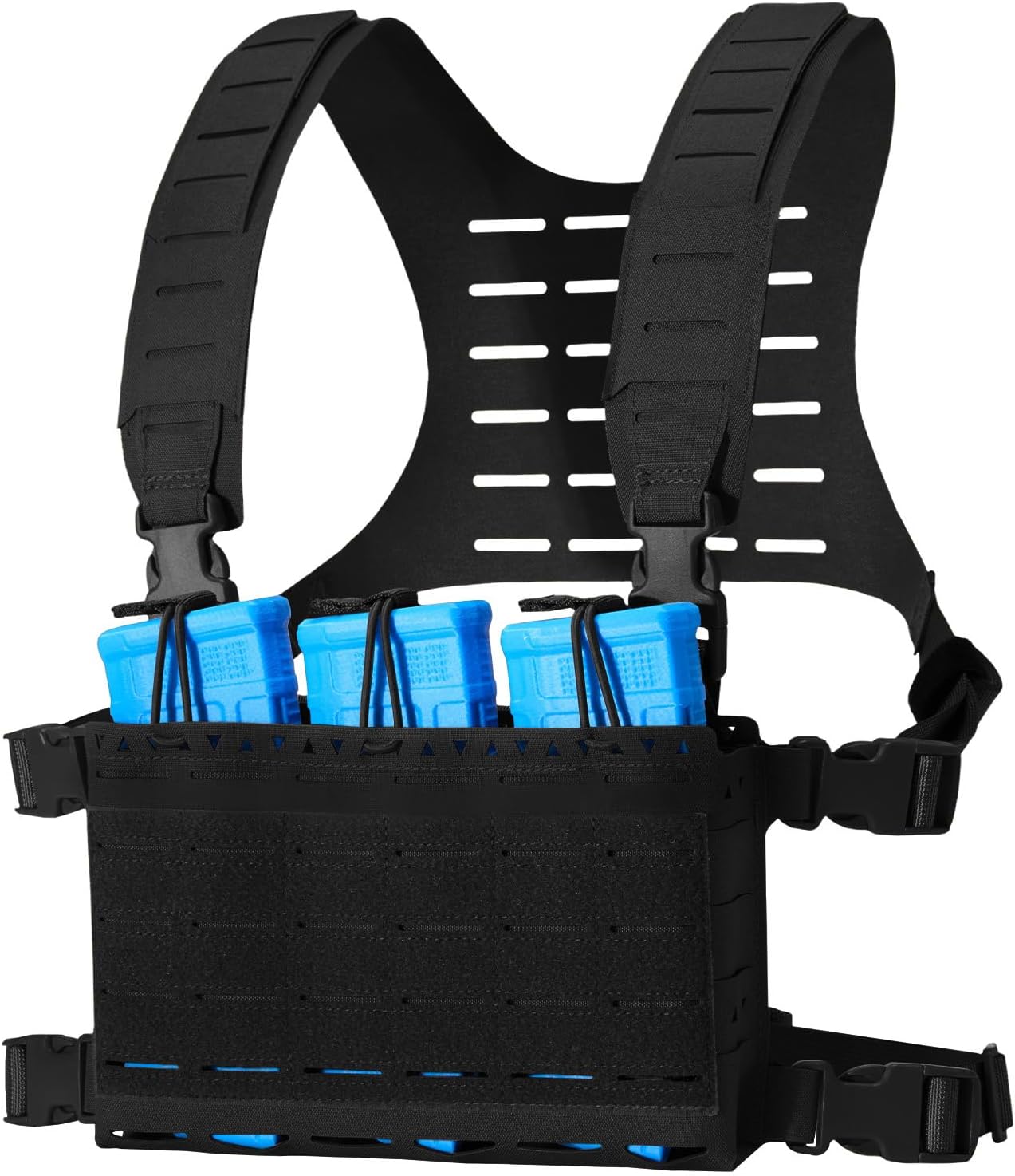 Tactical Micro Chest Rig Laser Cut Molle Adjustable Detachable Harness with 5.56 Magazine Pouch Holders