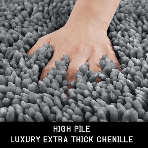 Miniatura 3 de Yimobra Juego de 2 alfombras de baño, lujosas alfombras de baño extragruesas, antideslizantes de felpa para el suelo del baño, lavables a máquina,