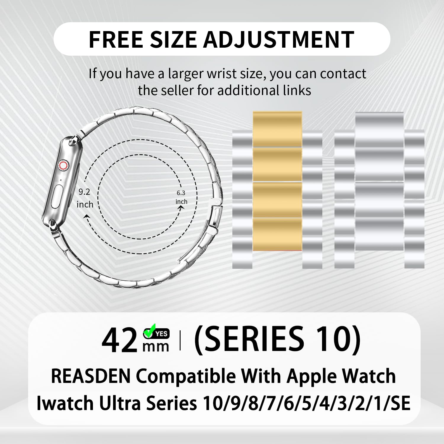 REASDEN Compatible With Apple Watch Band and Case Iwatch Ultra 10 9 8 7 6 5 4 3 2 1 SE 49mm 45mm 46mm 44mm 42mm 41mm 40mm 38mm Series,Men Women Classic Classy Stainless Steel Metal Business