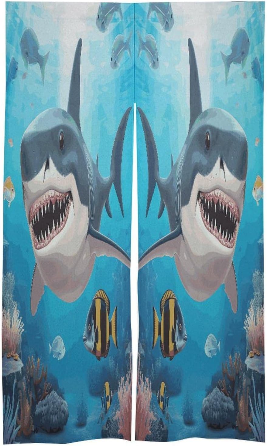 Shark Ocean Theme Door Curtain Printed Doorway Noren Japanese Style Doorway Room Divider Curtains for Privacy Partition Divider Kitchen Home Decorations Wall Hanging