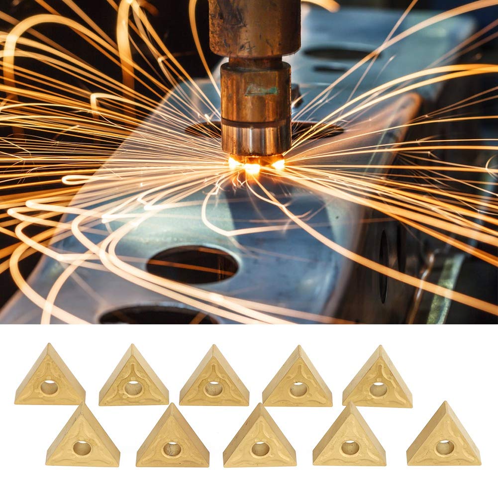 10Pcs Triangular CNC Insert Double Side for Steel Semi Finishing and Roughing, T9125, Choice of R0.4 or R0.8 Sharpness, Strength and Durability (T9125-160404 (R0.4))