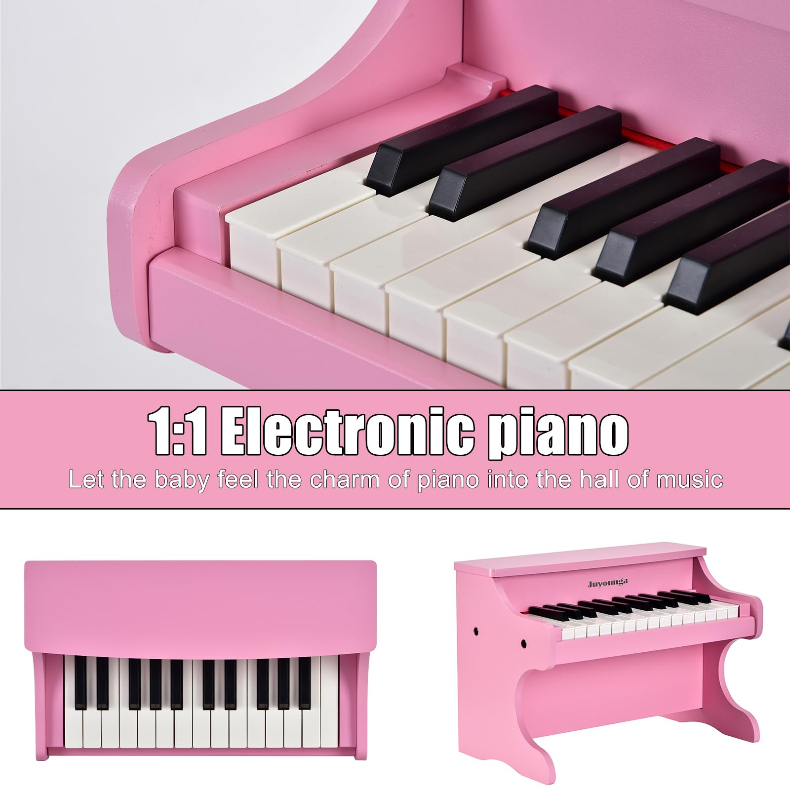 JUYOUNGA Kinder Klavier Tastatur Spielzeug - 25 Tasten Digitalpiano für Kinder, Mini Musik Lerninstrument Spielzeug, Holz Klavier für Kleinkinder Mädchen Jungen