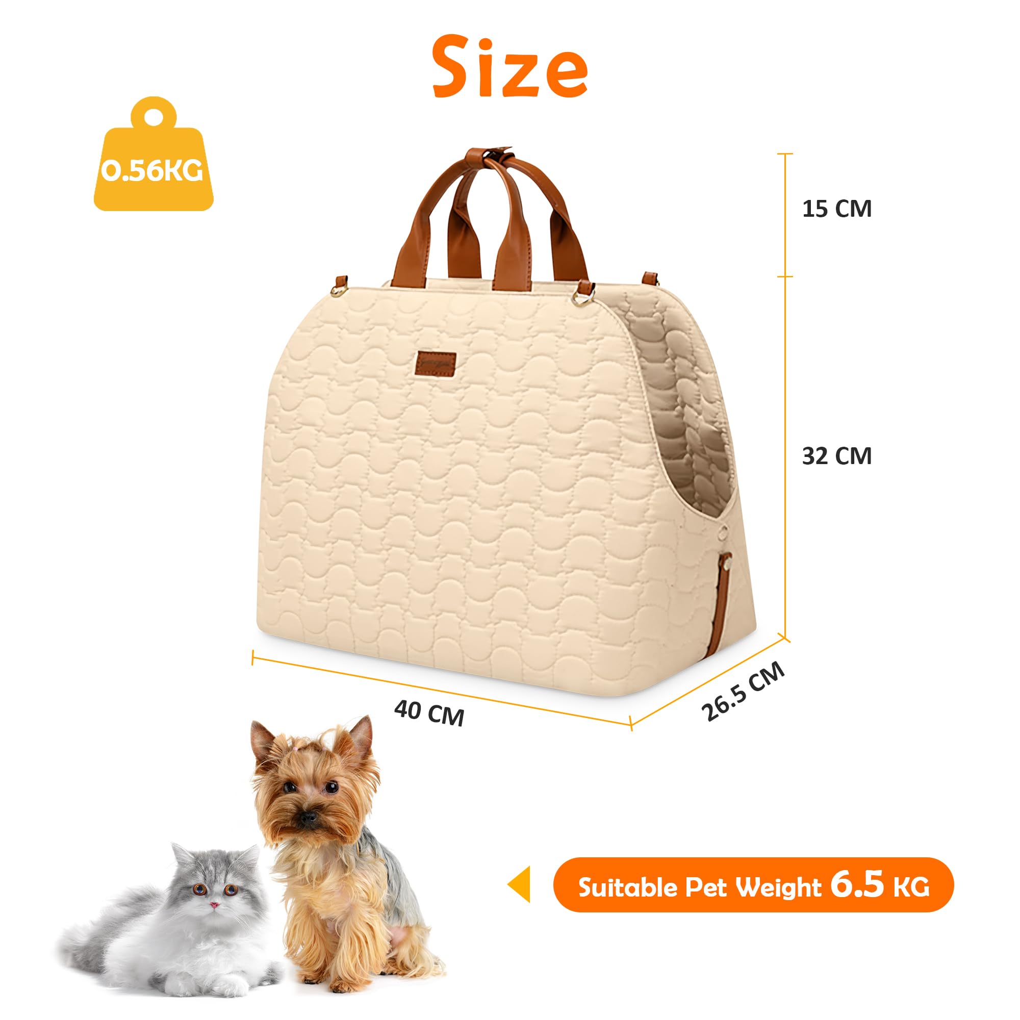 ALLSOPETS Sac pour Chien Sac à Main Portable pour Chat Sac à Bandoulière pour Animaux de Compagnie Siège de Voiture pour Chien avec Laisse de Sécurité et Poches pour Chiens Chiots Chats Kaki