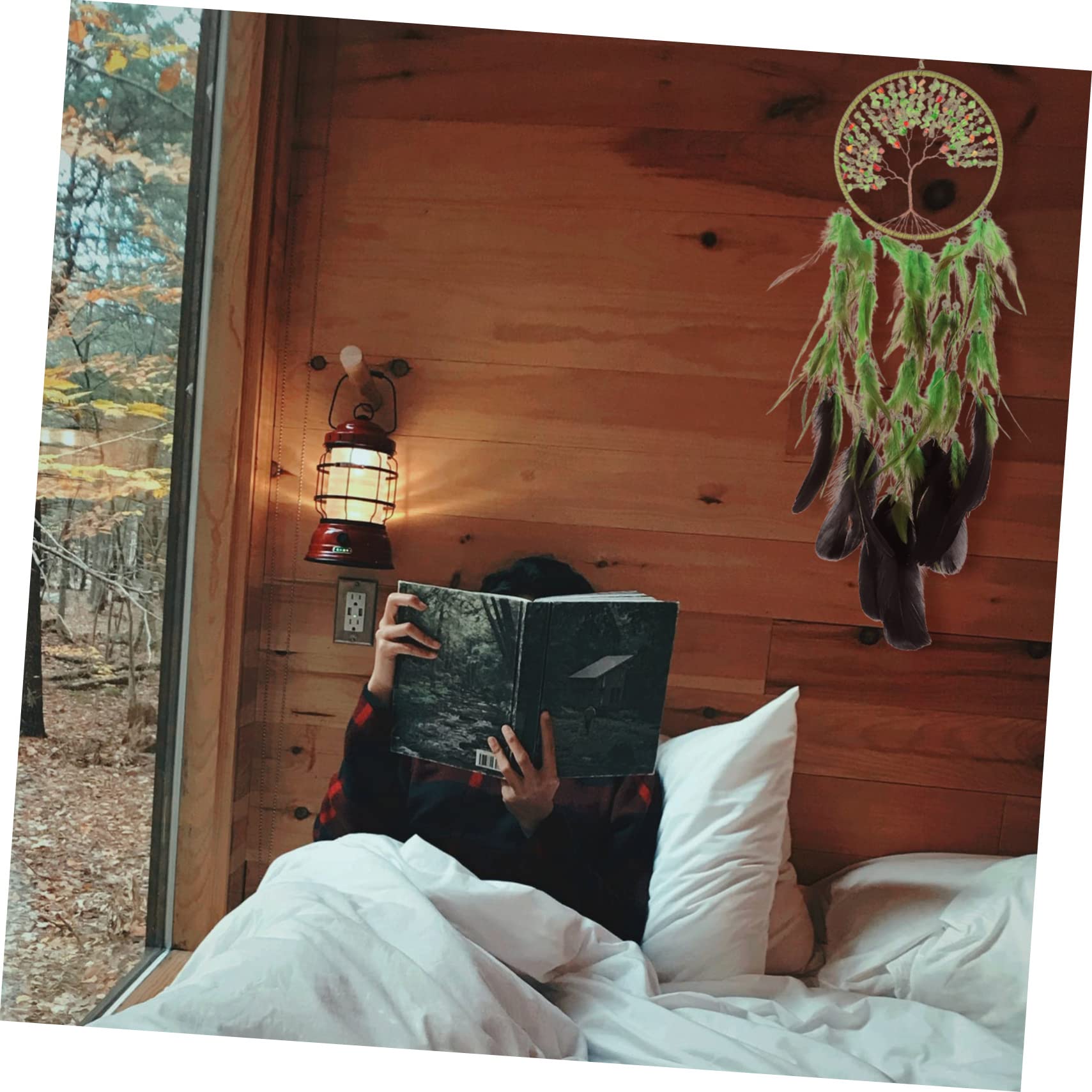 Unomor 1Pc Decorative Crystal Dreamcatcher Pendant with and Tree of Life for Home Wall Decor Simple and Versatile Dream Catcher Hanging Ornament