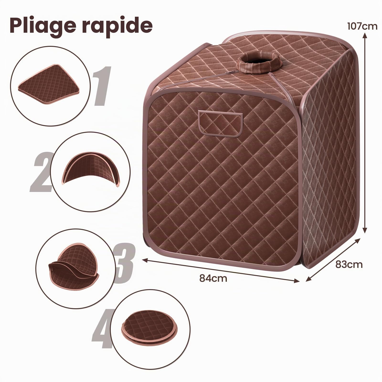 HOMASIS Sauna à Vapeur Portable, Tente de Sauna Chauffante Mobile avec Générateur de Vapeur 2L,Télécommande,Température et Minuterie,Chaise Pliante et Appareil de Massage des Pieds (marron)