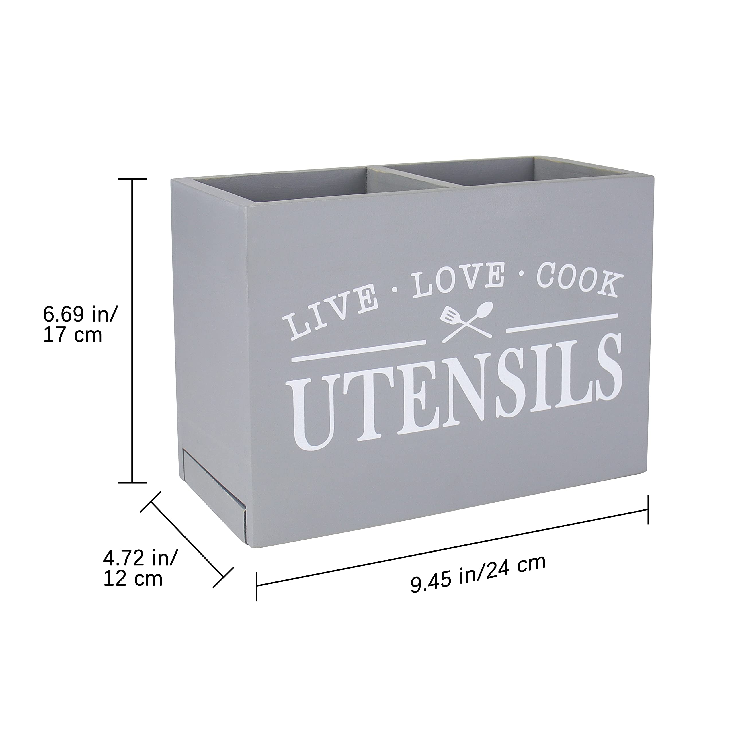 Karisky Kitchen Utensil Holder with Removable Bottom, Large 2 Compartment Organizer - Image 4