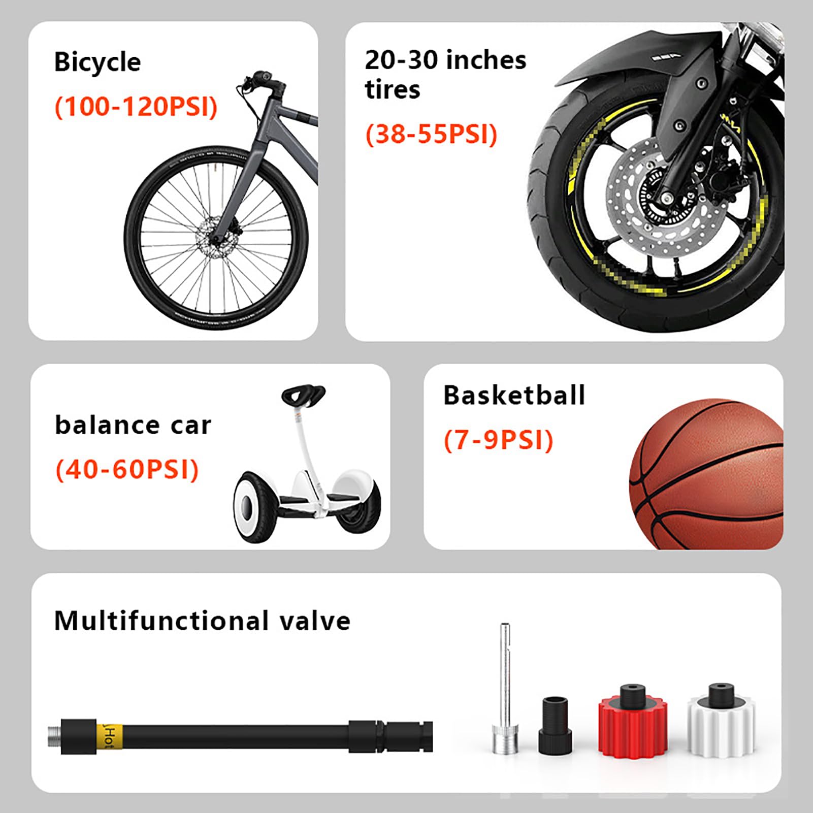 Pompa d'aria portatile, gonfiatore digitale ricaricabile per pneumatici con arresto automatico, luce a LED, mini compressore d'aria senza fili per palla da bici per auto