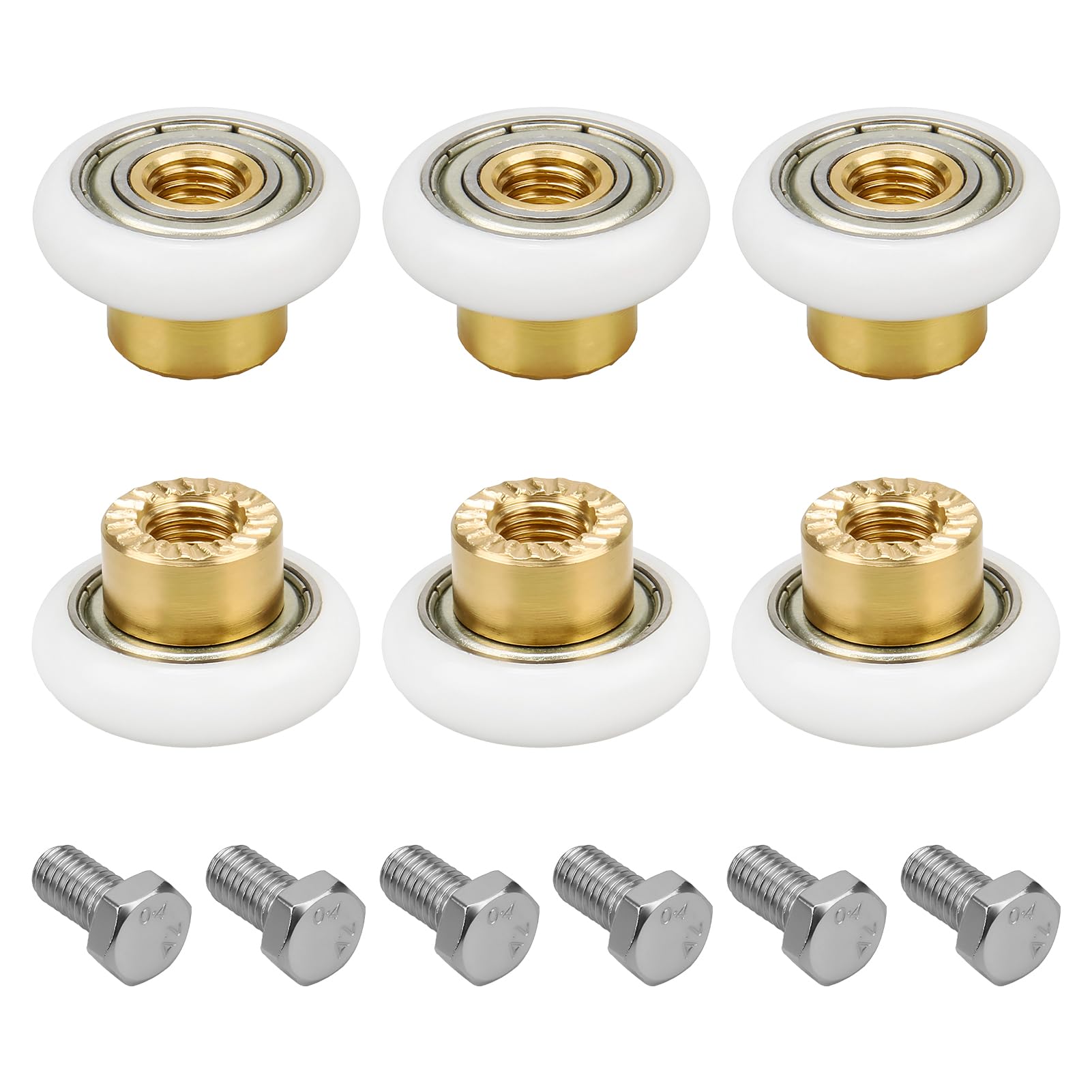 6PCS Replacement Shower Door Rollers Single Wheel 19mm Sliding Shower Door Rollers with Screws, Wheels for Smooth Movement, Roller Wheels