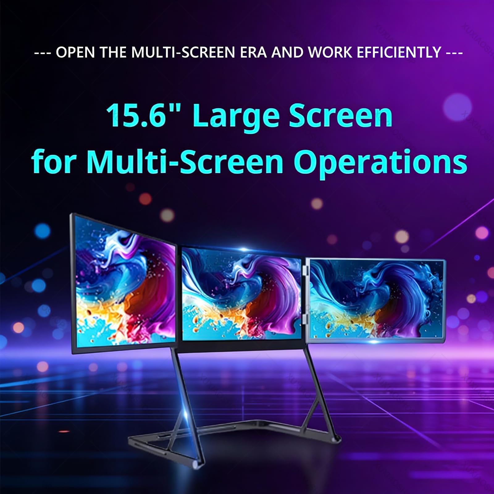 15,6-calowy przenośny potrójny monitor do laptopa, technologia 1080p Fhd HDR i częstotliwość odświeżania 60 Hz, trzy niezależne ekrany obsługujące jednoczesne zadania