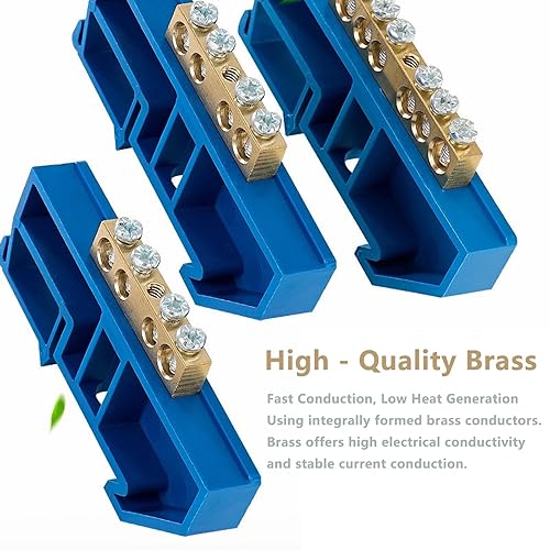 Miniatura 8 de YISTER 10 barras de conexión a tierra  Bloque de terminales de latón de 12 posiciones para circuito de tierra, diámetro de orificio de 0.24 pulgadas