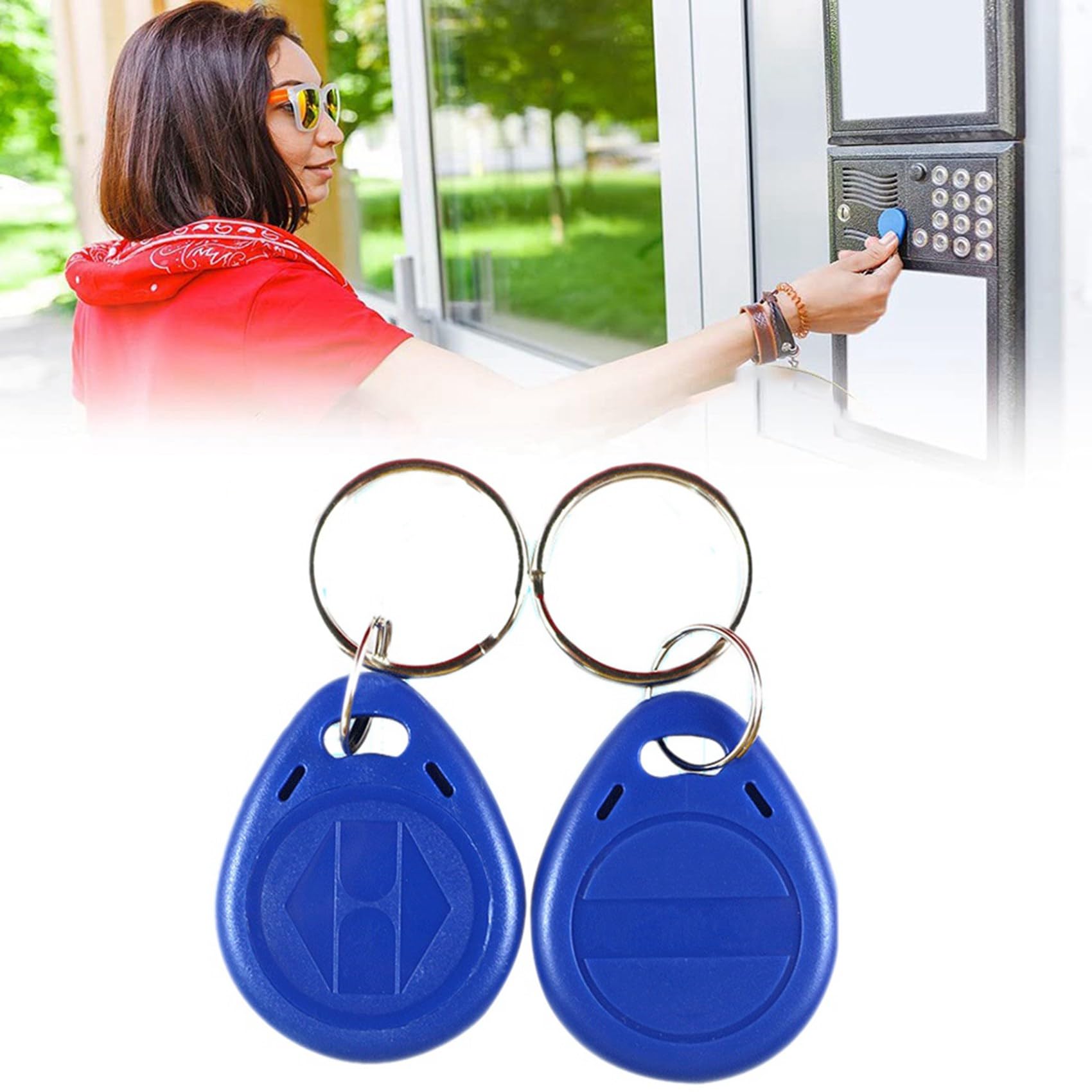 Baglaum 250 PCS Writable 125KHz RFID Key Fob Proximity ID Card Token Tag Rewritable T5577 Universal, Blue