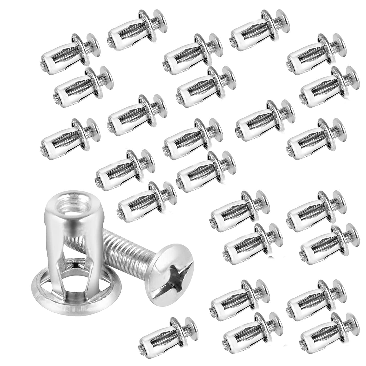 NALACAL Jack and Petal Nuts, Insert Dowels With Screws Assembly for 0-5mm Mental Hollow Wall Iron Skin Hollow Plastic Sheet, 8MM*16MM (30Pcs)