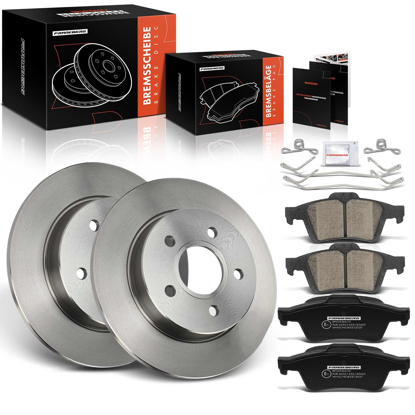 Frankberg 2 discos de freno 4 pastillas de freno | Compatible con: Torneo Focus II DA DS FFS, Focus II Cabriolet, C-Max DM2, Focus II DA DP HCP, Focus II Saloon DB DH FCH