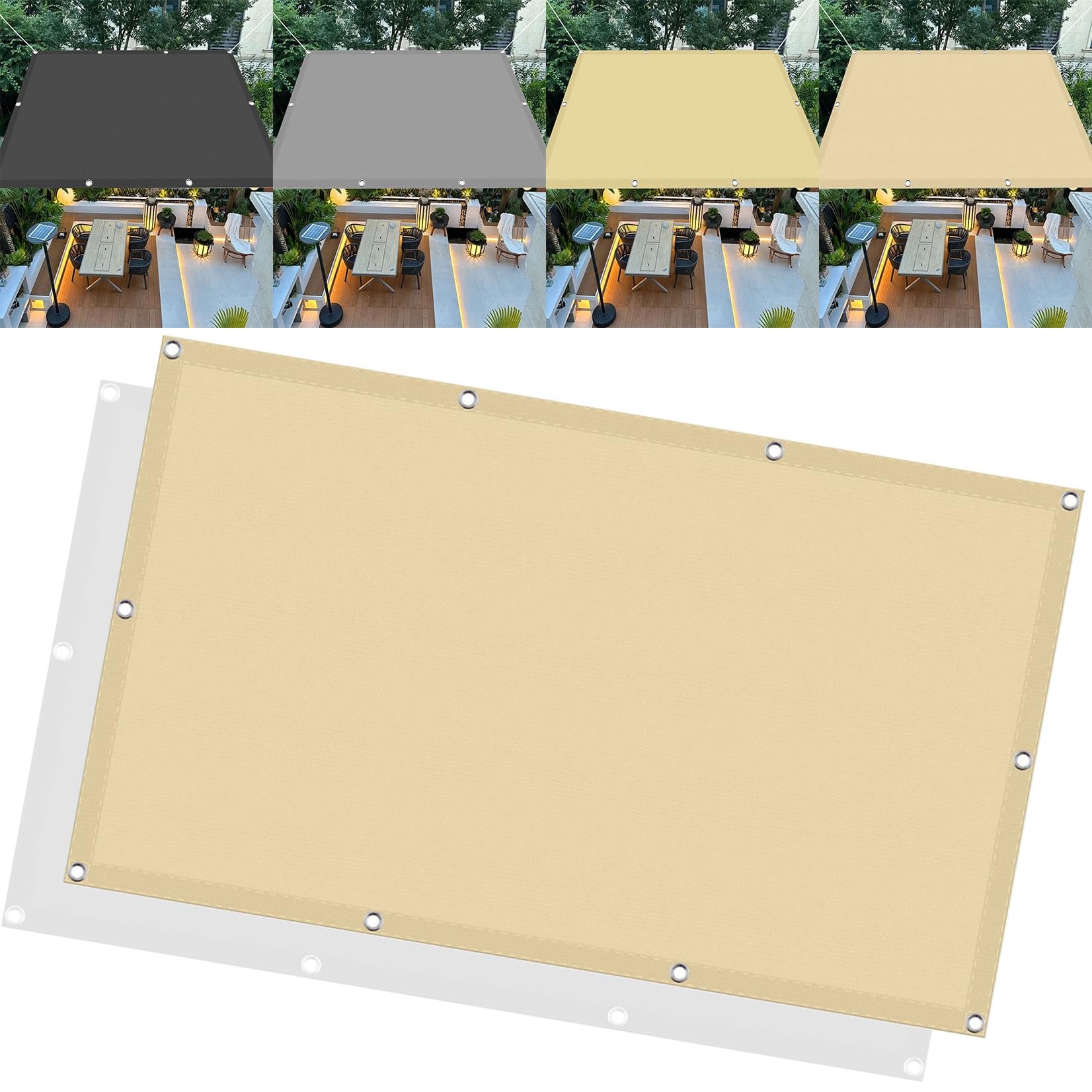 Toldo impermeable exterior 1.4x1.5m rectangular color crema para balcones y terrazas pequeñas