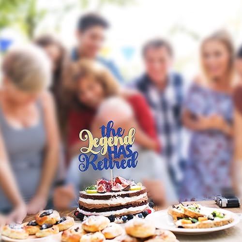 Miniatura 6 de Gyufise 1 pieza de decoración para tartas con purpurina Goodbye Hello Tension, The Legend Has Retire para tartas de pensión para fiesta temática de