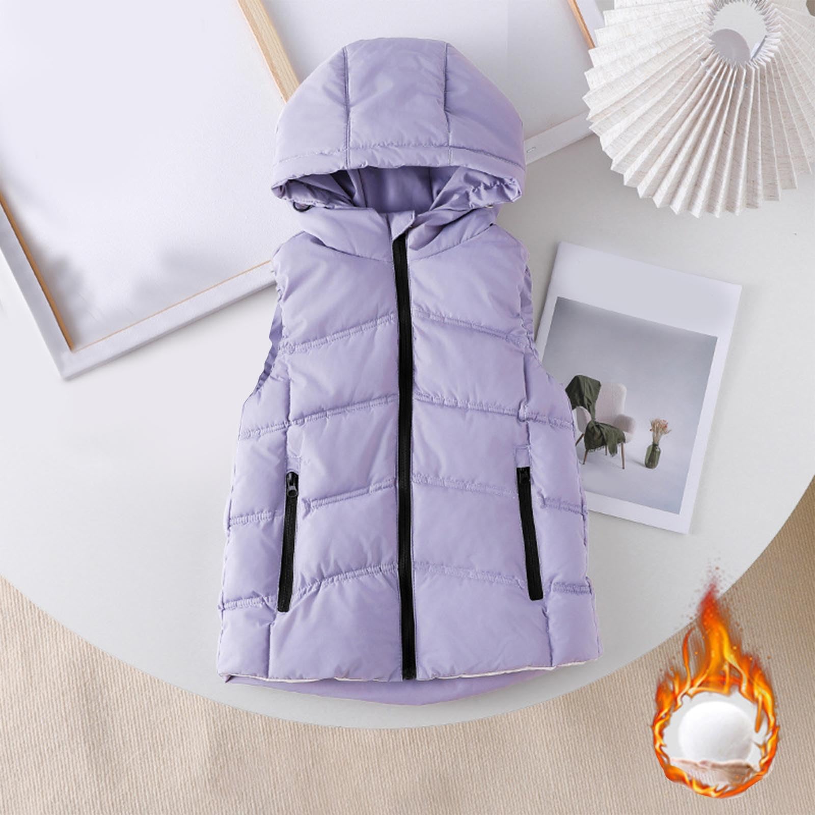 HAOLEI Chaleco de Pluma Niños Niñas Abrigo de Invierno Chaqueta Sin Mangas con Capucha y Cremallera Infantil Chalecos de Plumas Invierno Encapuchado Chaquetas Acolchado Ligero Sin Mangas Abrigo