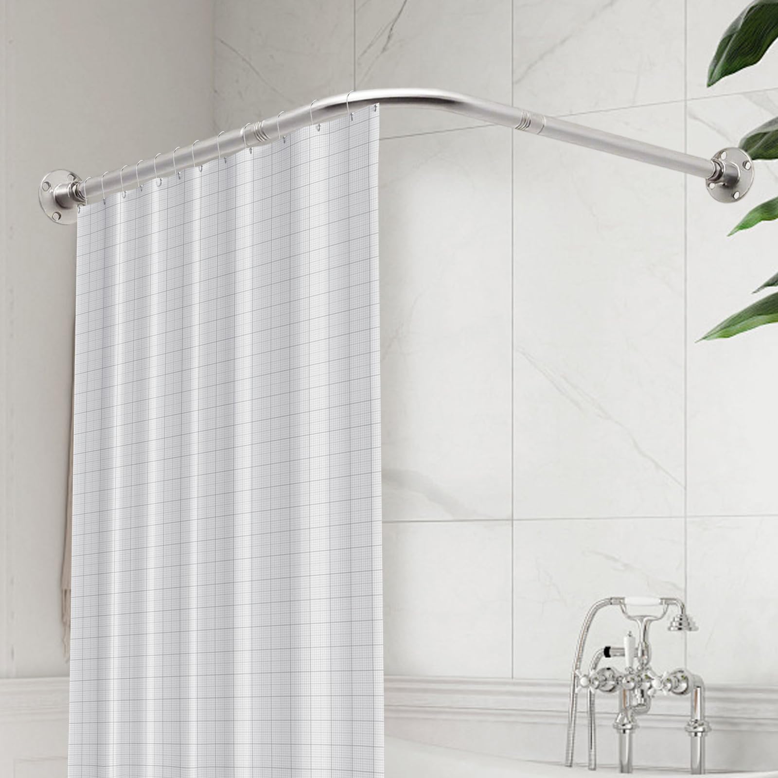 L Form Tringle à Rideau de Douche 68-98cm x 68-98cm Réglable,pas de s'affaissement,en Acier Inoxydable,90 degrés sur l'angle,pour Salle de Bain Baignoire,Magasin de Vêtements, Espace Privé