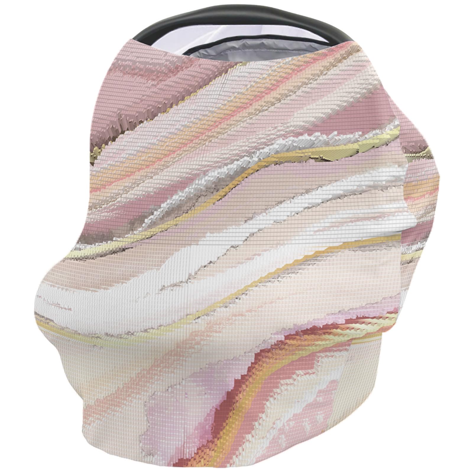 Nursing Cover for Breastfeeding Scarf, Abstract Gradient Pink Marbling Art Textured Lines Baby Car Covers Super Soft Multi Use for Canopy Shopping Cart Cover Blanket Stroller Cover