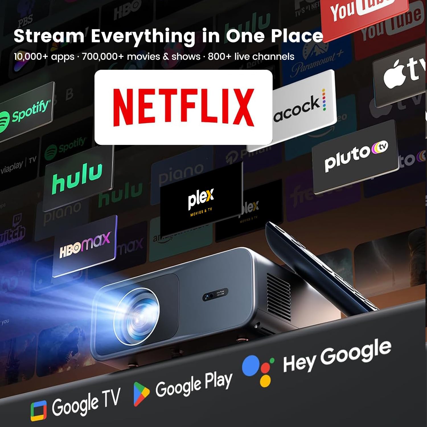 Proiettore 4K Wi-Fi 38000 Lumens Smart TV Wimius - Dettaglio