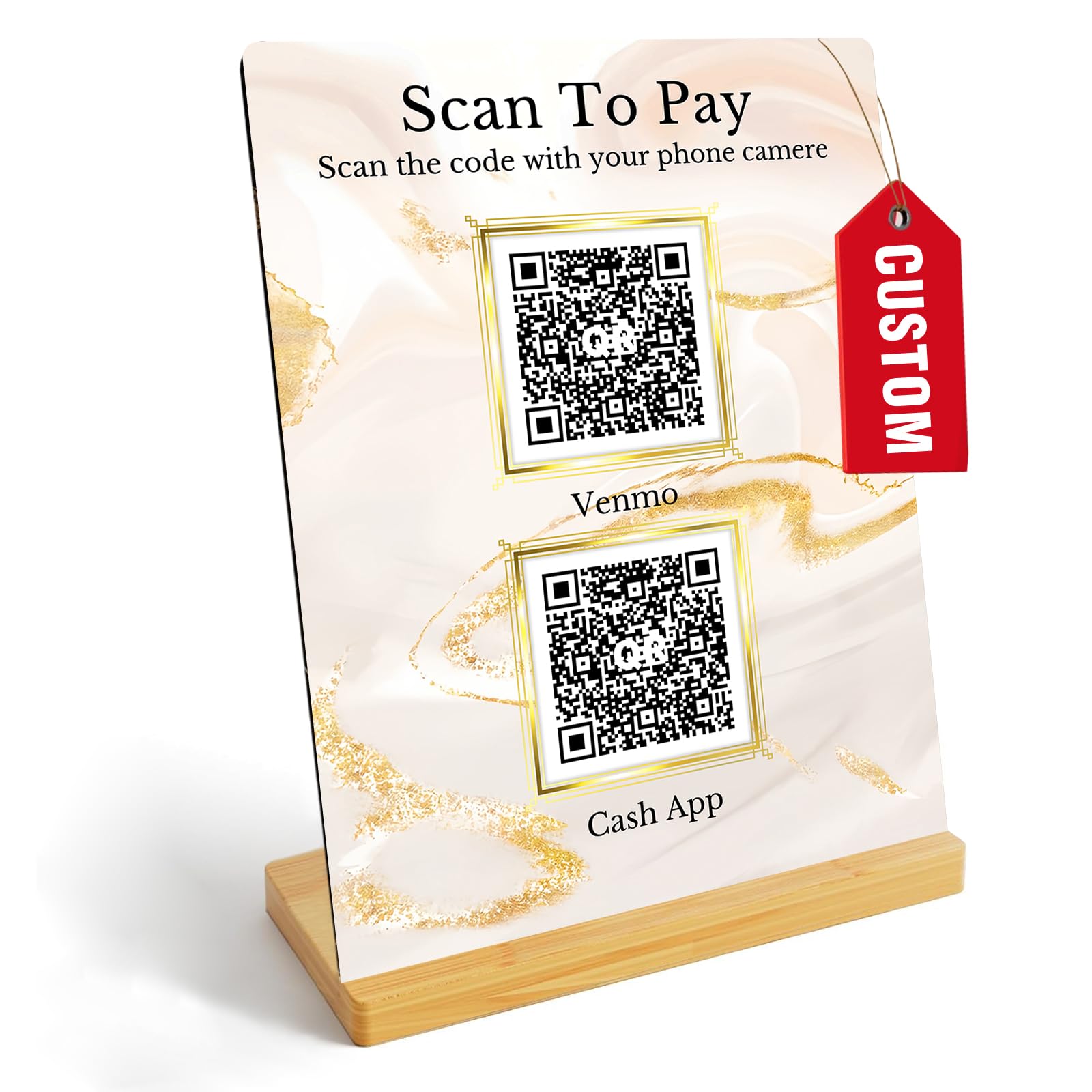 Custom Metal QR Code Sign for Business - Scan to Pay, Personalized Social Media QR Signs, Barcode QR Plaque Print with Stand, WiFi Sign