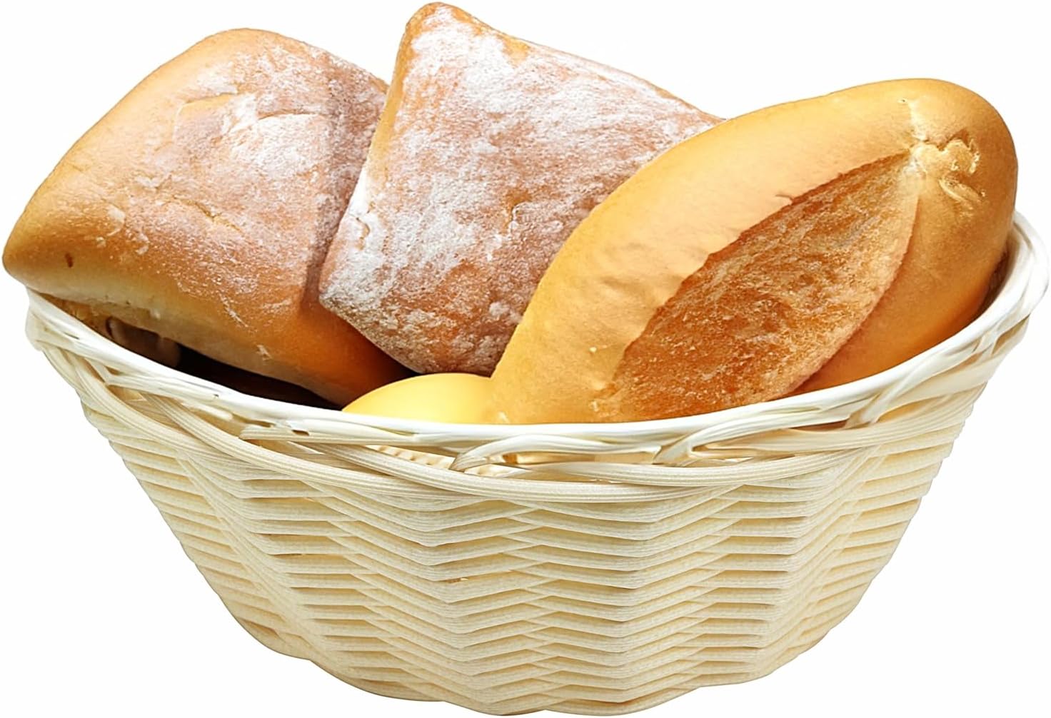 8-Inch Round Woven Bread Roll Baskets, Food Serving Baskets, Basket, Restaurant Quality, Polypropylene Material - Set of 2