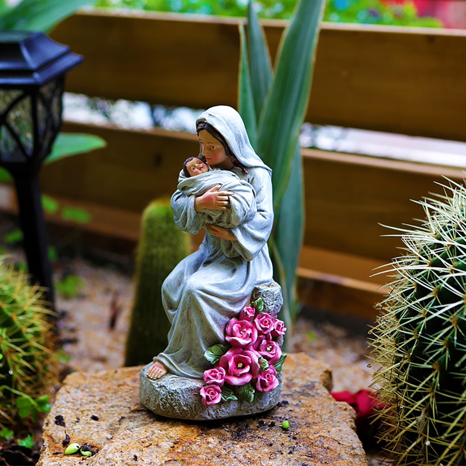 Lighted Virgin Mary Statue for Women – Hand-Painted Resin Mother